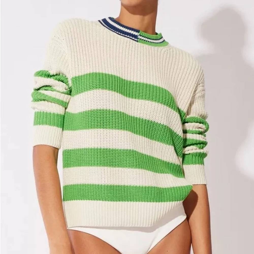 Solid and Striped x Prince Sweater Green Stripe Cotton Knit Tennis Size S